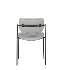 Peru Ice Grey dining chairs set of 2 with black metal legs and PU leather upholstery