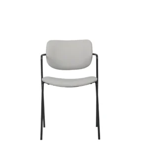 Peru Ice Grey dining chairs set of 2 with black metal legs and PU leather upholstery