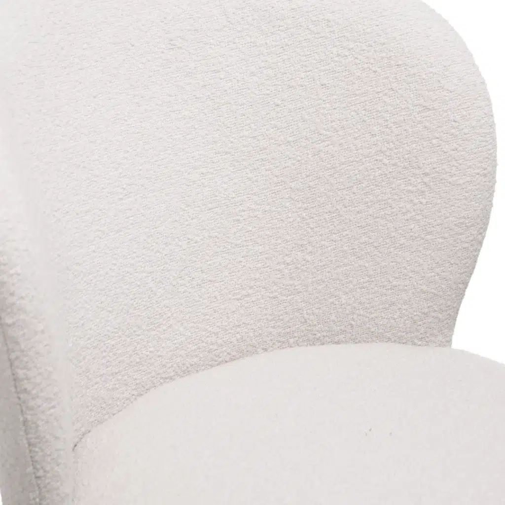 White boucle bar stools set of 2 with black metal frame for kitchen island or home bar