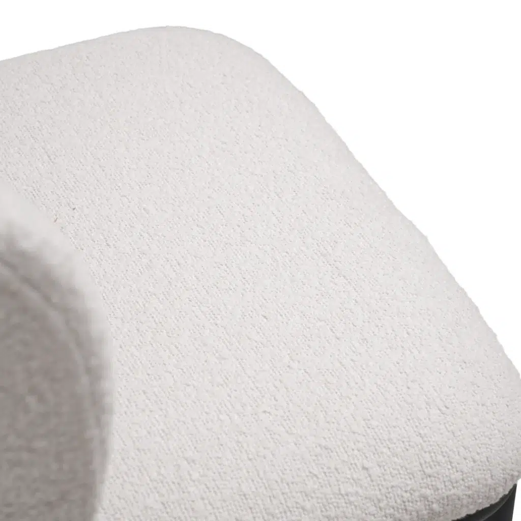 White boucle bar stools set of 2 with black metal frame for kitchen island or home bar