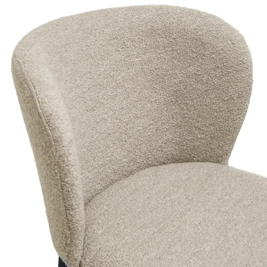 Polar Bar Stools Latte Set of 2 with Black Frame and Boucle Upholstery