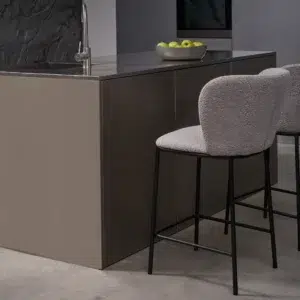 Polar Bar Stools Latte Set of 2 with black frame and boucle upholstery for modern kitchen islands