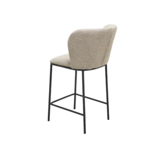 Polar Bar Stools Latte Set of 2 with Black Frame and Boucle Upholstery