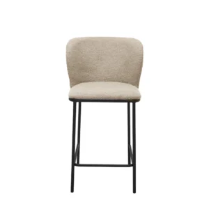 Polar Bar Stools Latte Set of 2 with Black Frame and Boucle Upholstery