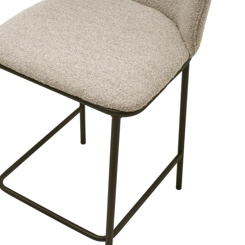 Polar Bar Stools Latte Set of 2 with black frame and boucle upholstery for kitchen island