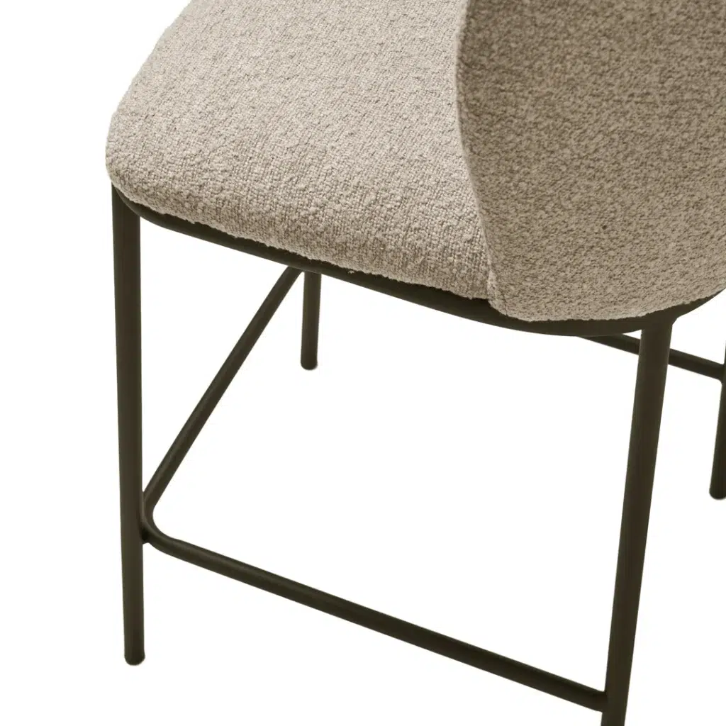 Polar Bar Stools Latte Set of 2 with black frame and boucle upholstery for modern kitchen island