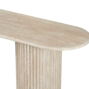 Pompeii travertine-effect console table with ribbed MDF base for entryway or living room
