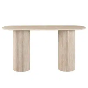 Pompeii travertine-effect console table with ribbed MDF base for entryway or living room