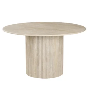 Pompeii travertine-effect dining table with corrugated MDF base for modern interiors