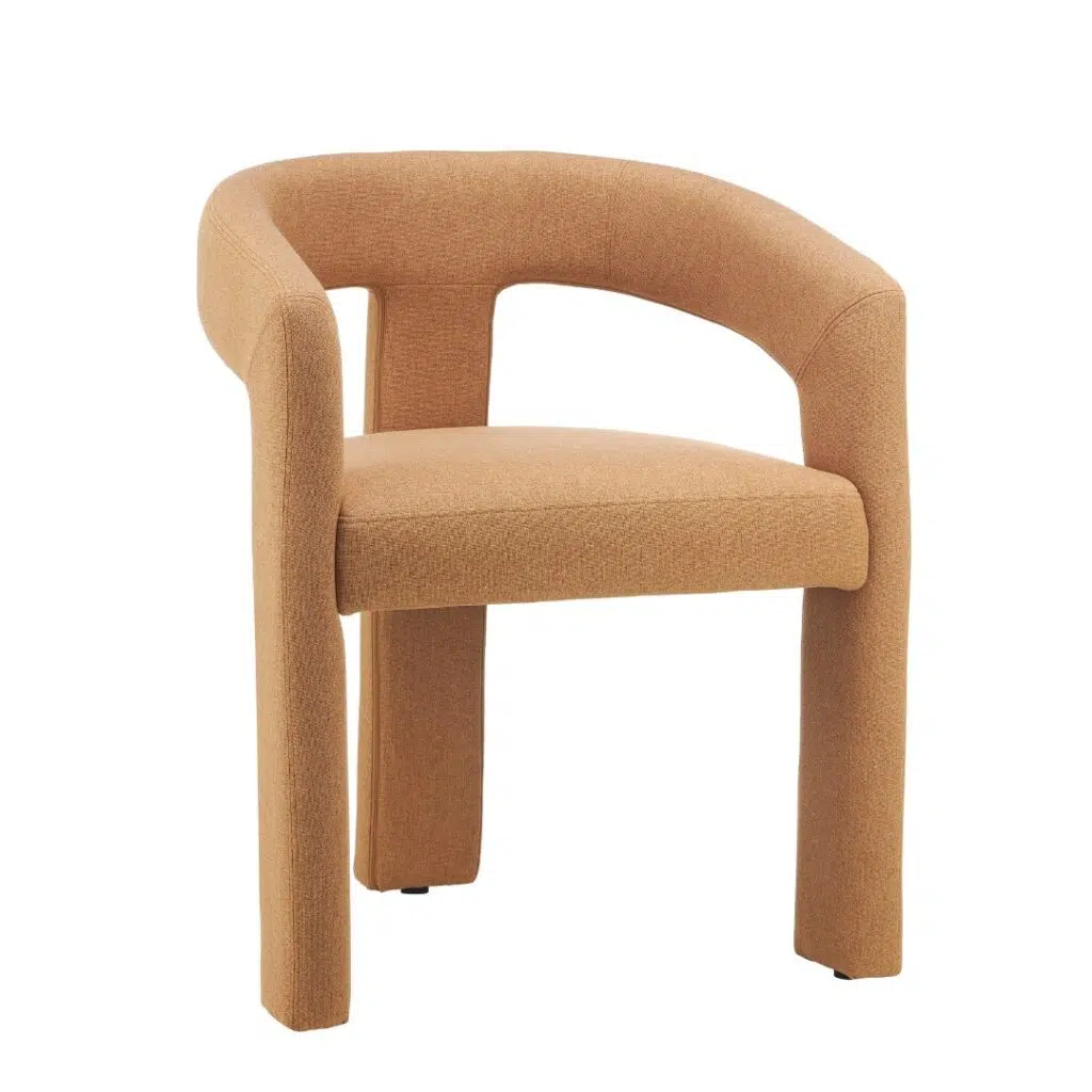 Princeton dining chairs set of 2 in vibrant orange boucle or linen upholstery for modern interiors