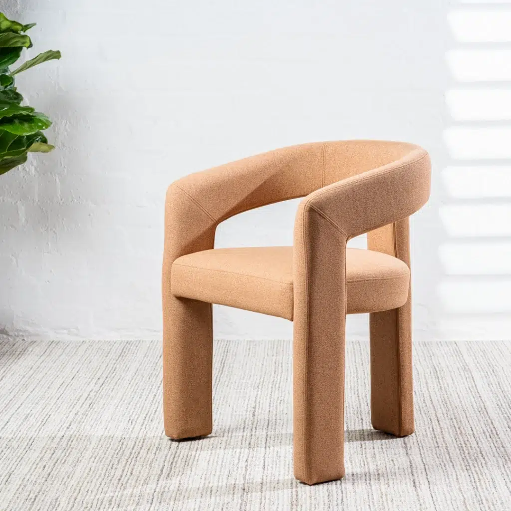 Princeton dining chairs set of 2 in vibrant orange with boucle or linen upholstery for modern interiors