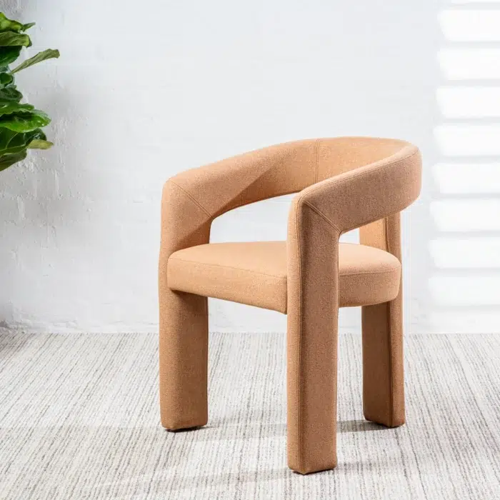 Princeton dining chairs set of 2 in vibrant orange with boucle or linen upholstery for modern interiors