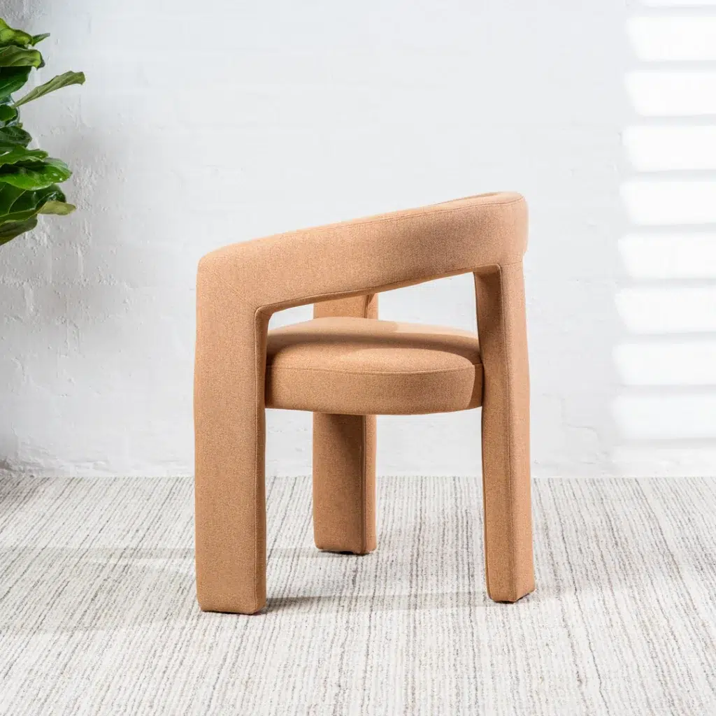 Princeton dining chairs set of 2 in vibrant orange boucle and linen upholstery for modern interiors