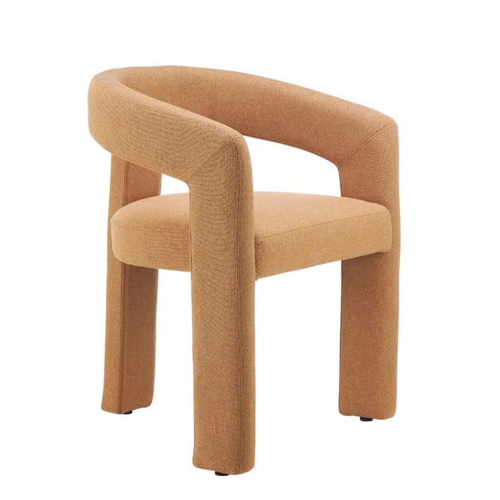 Princeton dining chairs set of 2 in vibrant orange boucle or linen upholstery for modern interiors