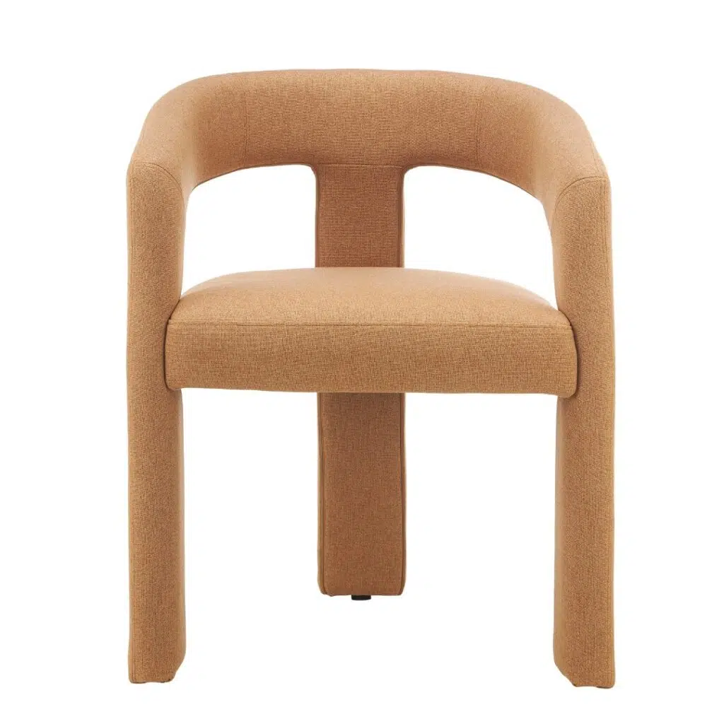 Princeton dining chairs set of 2 in vibrant orange boucle or linen upholstery for modern interiors