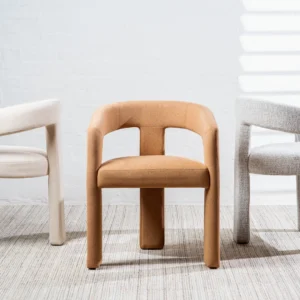 Princeton dining chairs set of 2 in vibrant orange boucle or linen upholstery for modern interiors