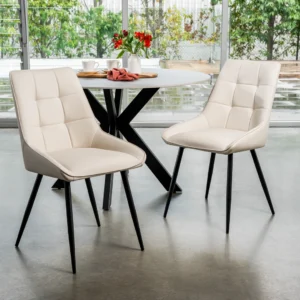 Ruben Dining Chairs Ivory Set 2 Modern Sleek Design