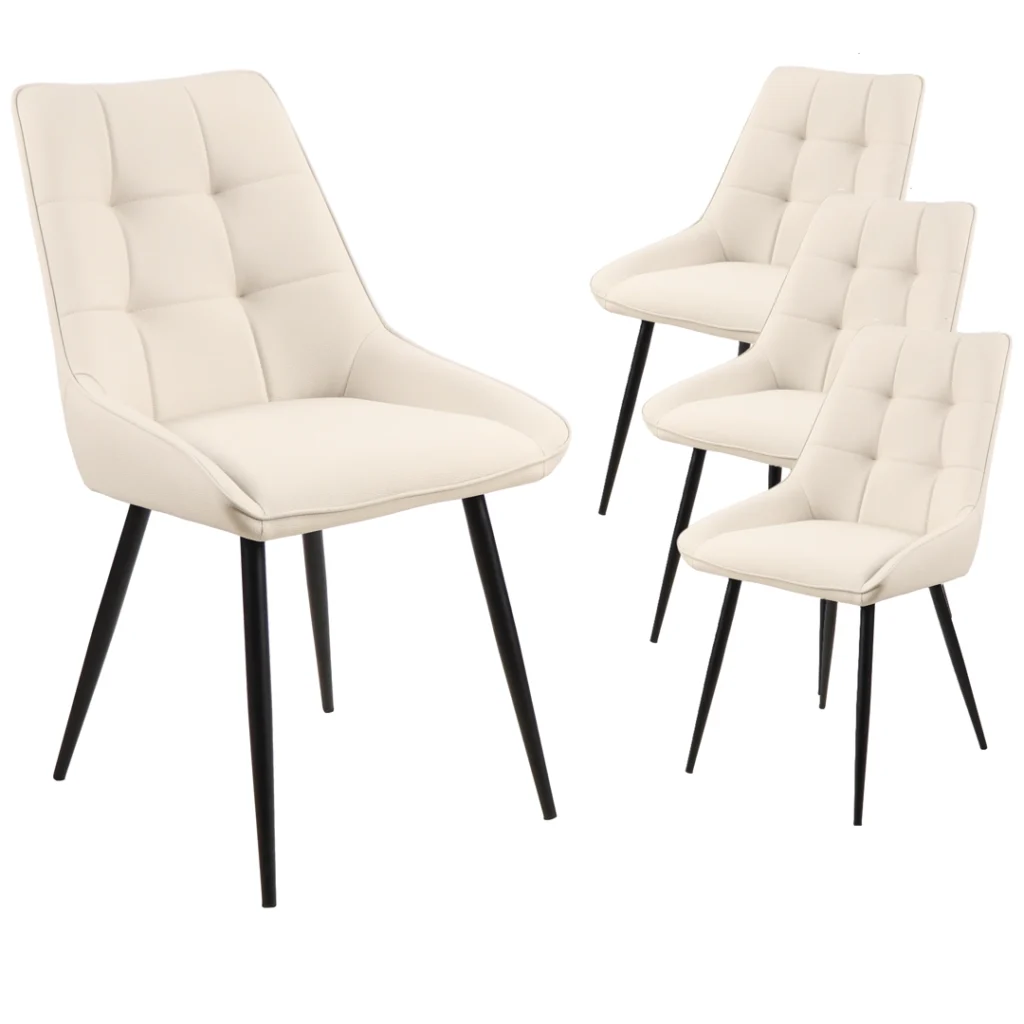 Ruben Dining Chairs Ivory Set 4 Faux Leather