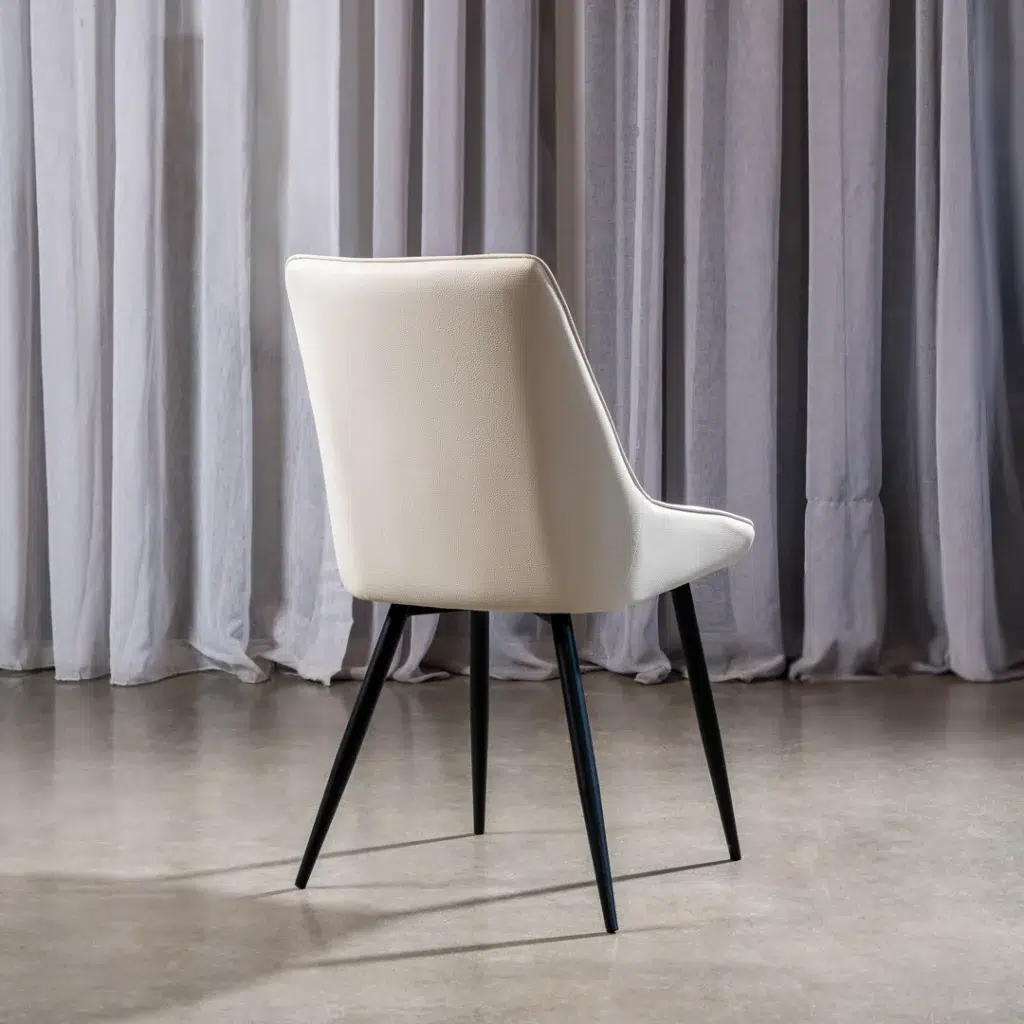 Ruben Dining Chairs Ivory Faux Leather Set 2