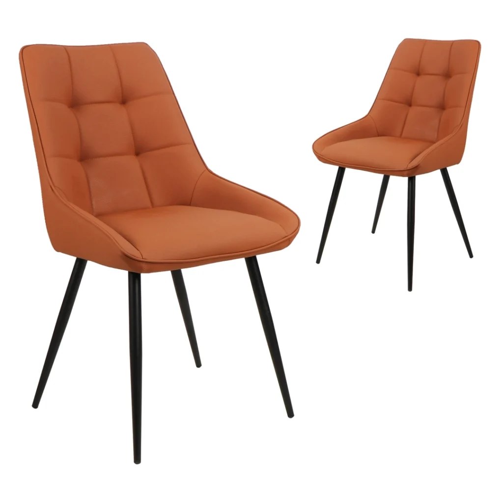 Tan Faux Leather Dining Chairs Set of 2