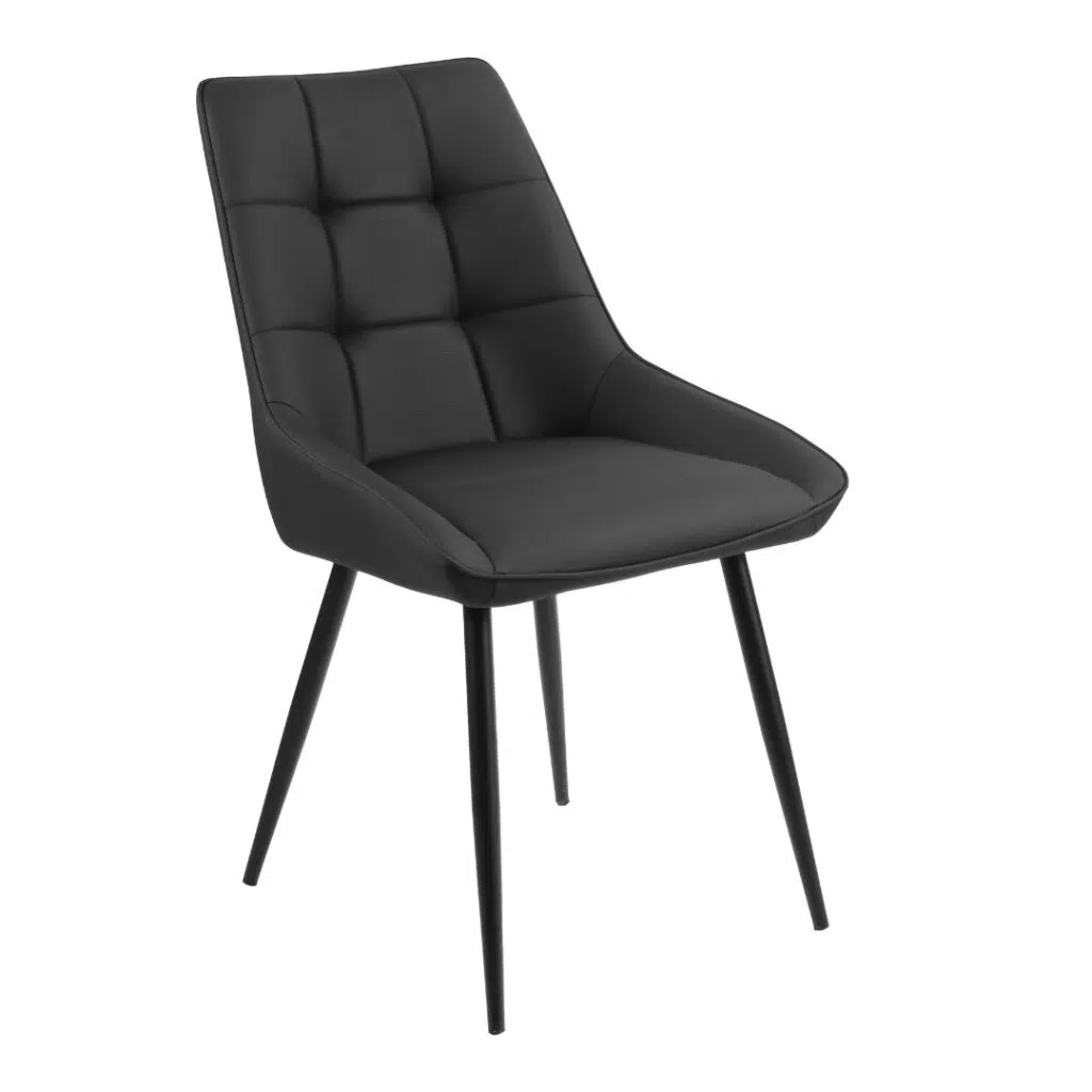 Ruben Black Dining Chairs Set 2 Modern Durable Faux Leather