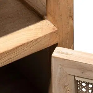 Orion 1.6m sideboard unit with natural elm wood and rattan doors for rustic modern decor