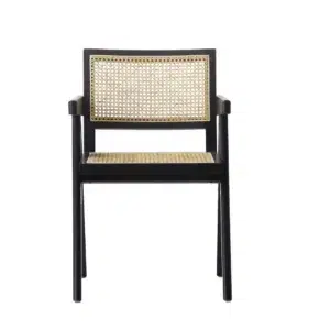 Black Rattan Chairs Set of 2 Modern Dining Room