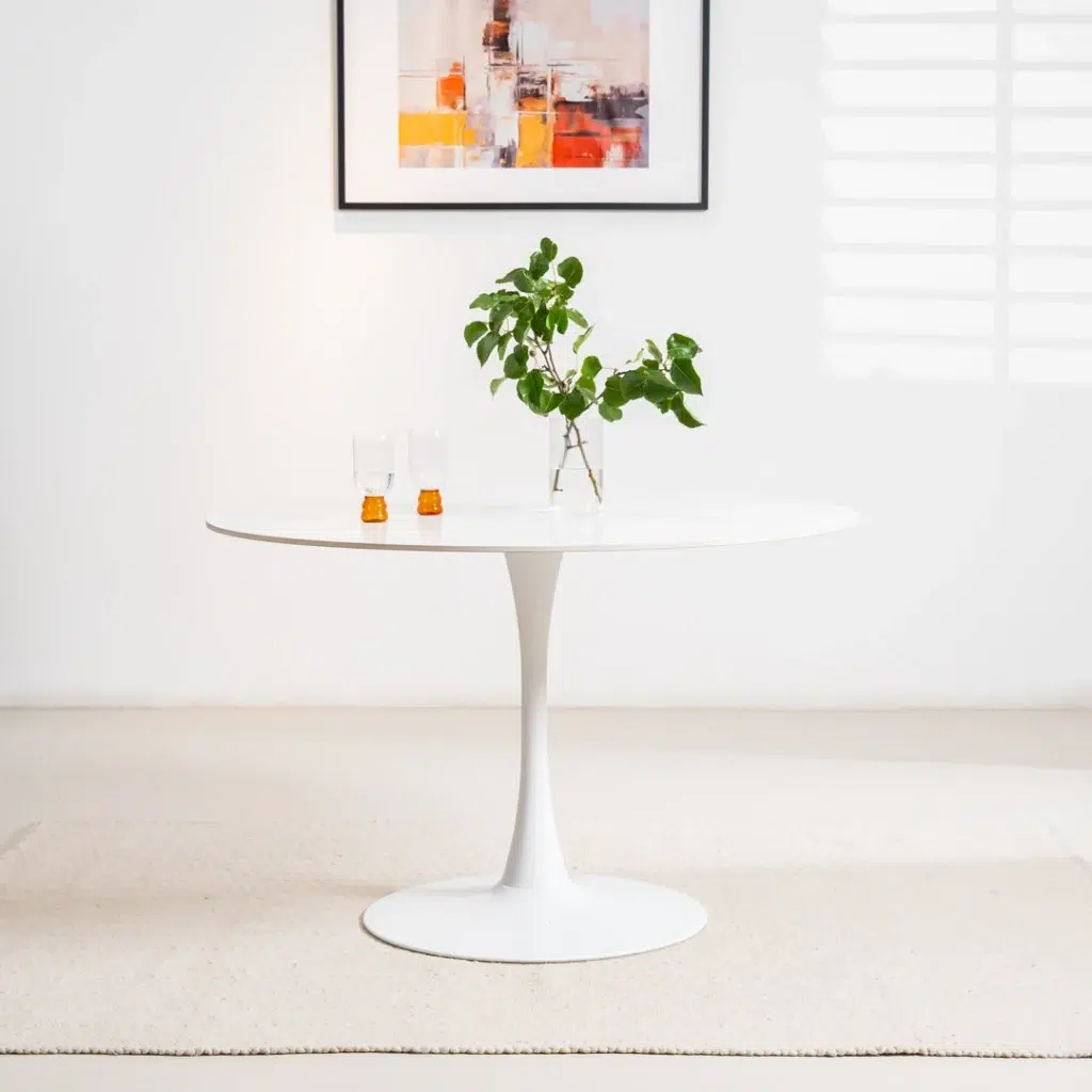Ava Scandi Dining Table Snow White Matte Ceramic Modern Design