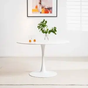 Ava Scandi Dining Table Snow White Matte Ceramic Modern Design