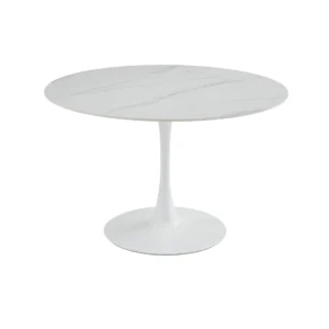 Ava Scandi Dining Table Snow White Matte Ceramic Top