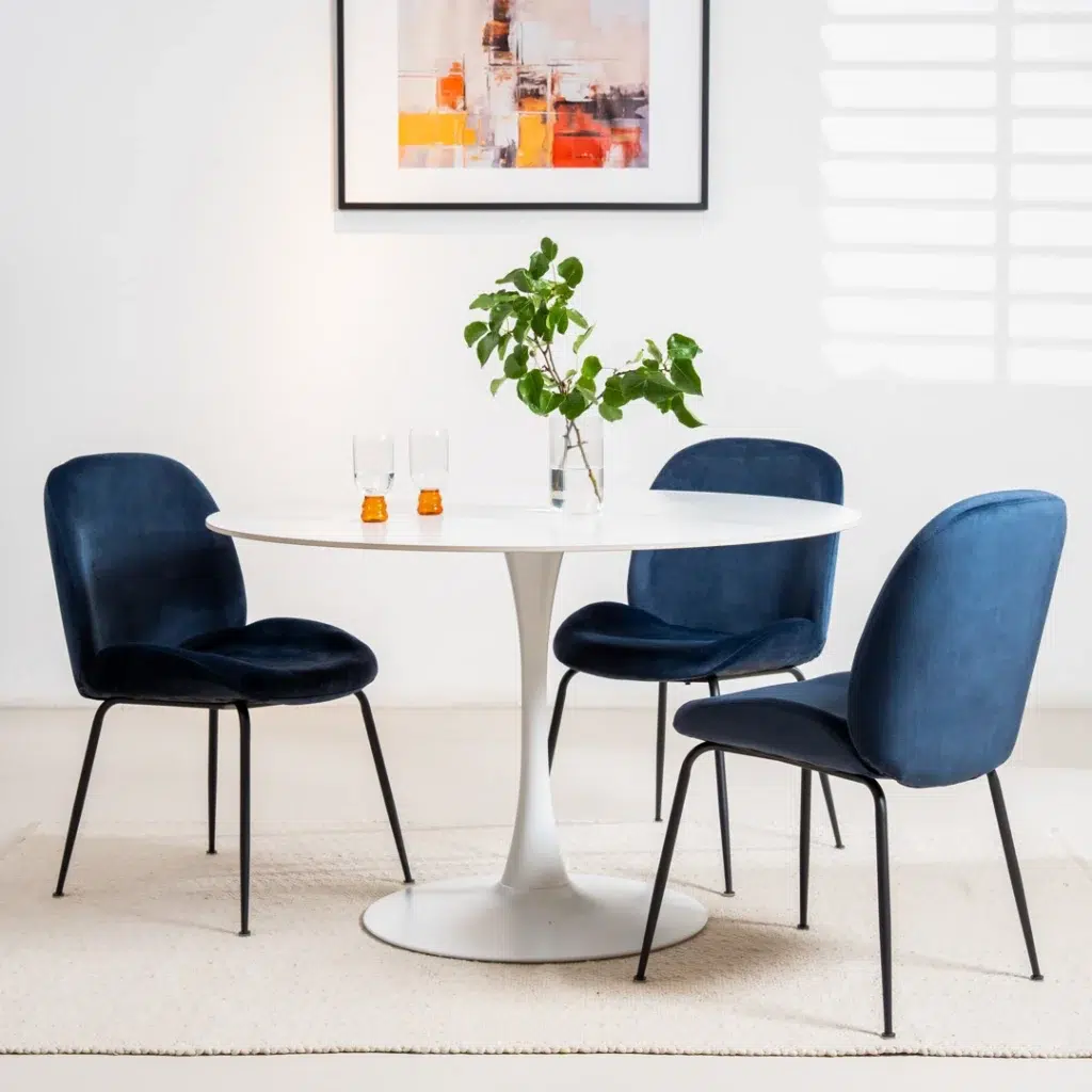 Ava Scandi Dining Table Snow White Matte Ceramic Modern Durable Minimalist