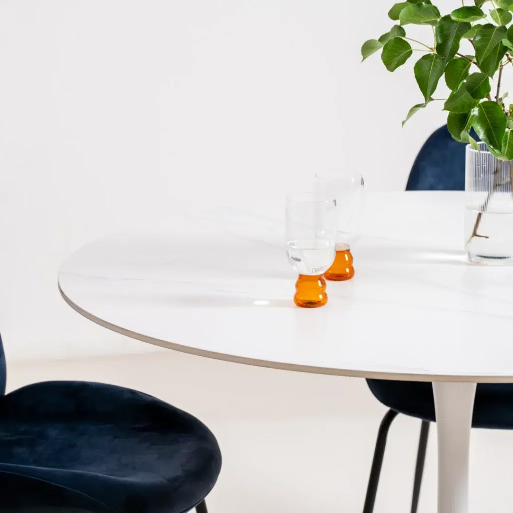 Snow White Scandi Dining Table with Matte Ceramic Top