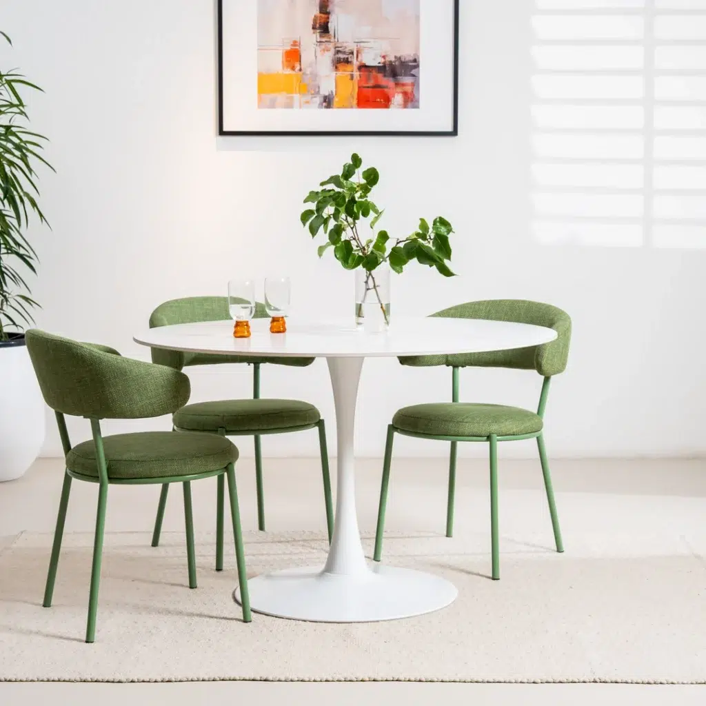Snow White Scandi Dining Table with Matte Ceramic Top