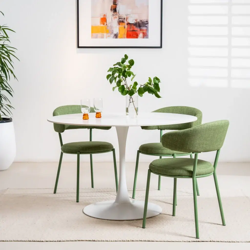 Ava Scandi Dining Table Snow White Matte Ceramic Top