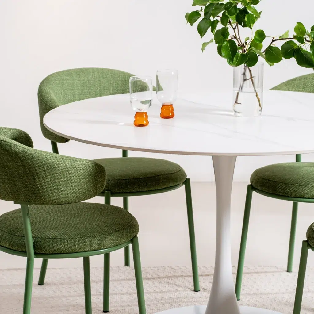 Snow White Scandi Dining Table Matte Ceramic Top