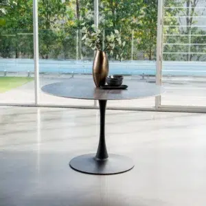 Ava Scandi Dining Table Black Sand Matte Ceramic