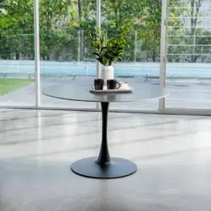 Ava Scandi Dining Table Black Sand Matte Ceramic Modern Durable
