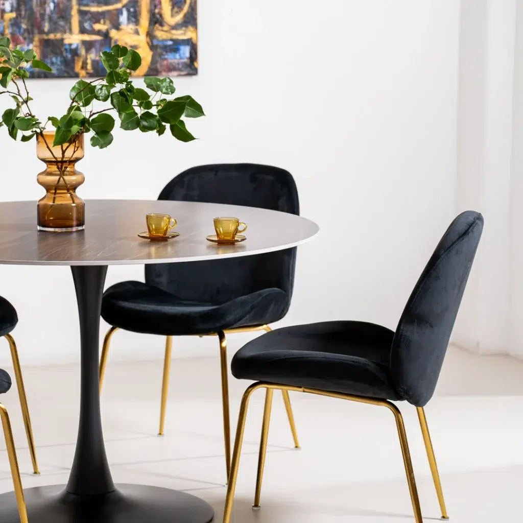 Ava Scandi Dining Table Black Sand Matte Ceramic