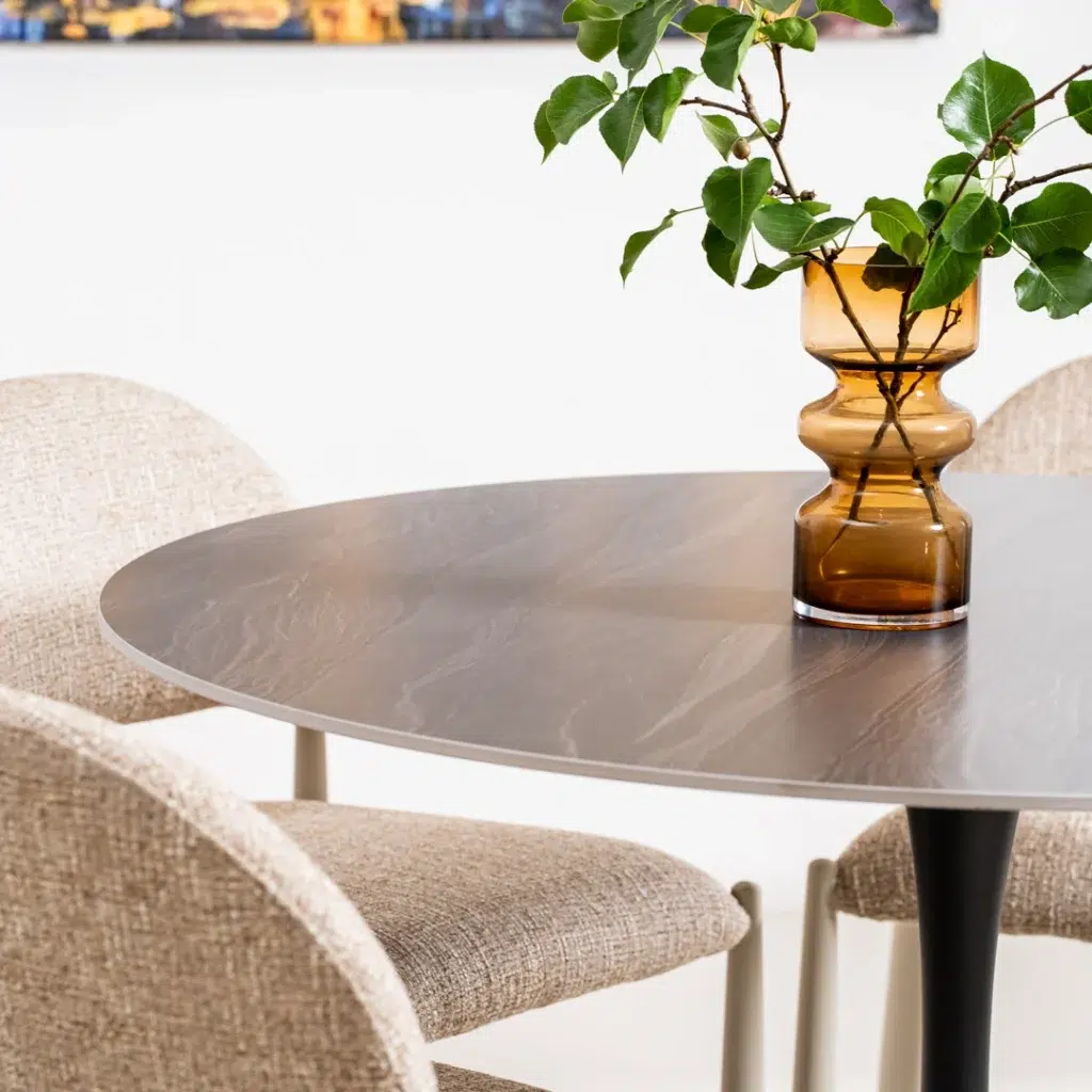Scandi Dining Table Black Sand Matte Ceramic