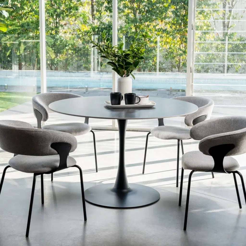 Ava Scandi Dining Table Black Sand Matte Ceramic