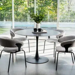 Ava Scandi Dining Table Black Sand Matte Ceramic