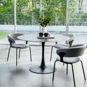 Ava Scandi Dining Table Black Sand Matte Ceramic Top Modern Scandinavian Design