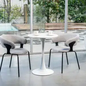 Scandi Dining Table Matte Ceramic Scratch-Resistant Metal Base