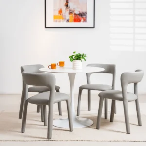 Grey eco-leather dining chairs set of 2 with minimalist design and ergonomic comfort