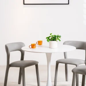 Ava Scandi Dining Table Snow White Matte Ceramic Top