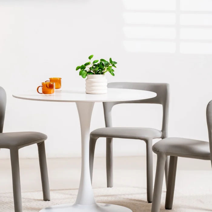 Snow White Scandi Dining Table Matte Ceramic Top