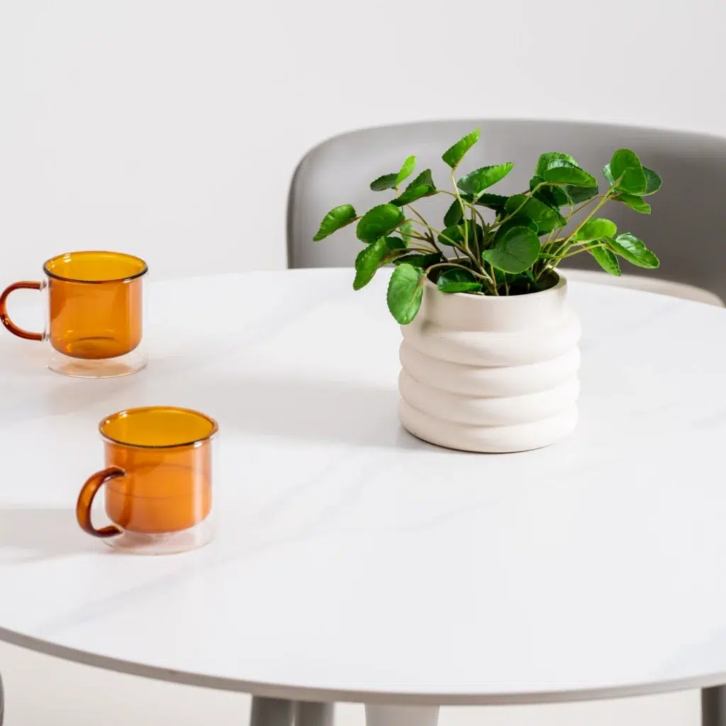 Ava Scandi Dining Table Snow White Matte Ceramic