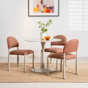 Rocky Scandi Dining Table with Ceramic Top and Metal Base