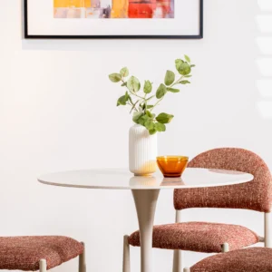 Rocky Scandi Dining Table with Ceramic Top and Metal Base