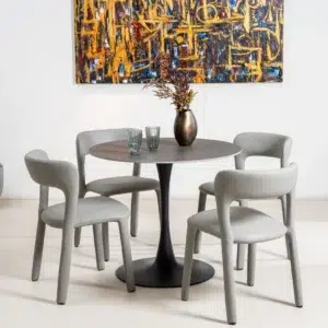 Ava Scandi Dining Table Black Sand Matte Ceramic Modern